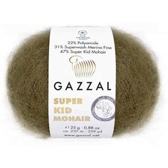 Пряжа Gazzal Super Kid Mohair коричнево-зеленый (64403), 31%меринос/47%супер кид мохер/22%полиамид, 237м, 25г, 5шт