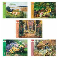 Альбом для рисования, А4, 32 л, спираль, обложка картон, HATBER, 205х300 мм, "Мелодия души" (5 видов), 32А4тВсп