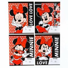 Тетрадь 18 листов, линейка, "Minnie", 4 вида микс, Минни Маус Disney