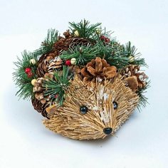 Декоративный сувенир из природных материалов Ёжик 17х17х12 см Китай