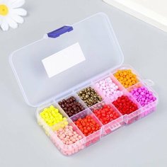 Бисер стекло 6/0 в шкатулке 10 делений "Красно-розовый" 1 деление 10 гр 12,8х6,5х2,2 см Нет бренда