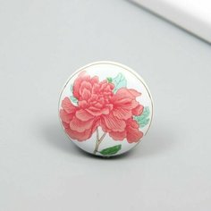 Ручка для шкатулки керамика, металл "Пион" 3,8х3,8х2,8 см Made in China
