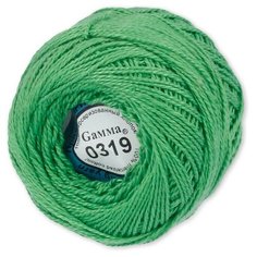 Пряжа "Gamma" Ирис 100% хлопок 10 шт. х10г 82м №0319 ярко-зелёный
