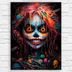 Картина по номерам на холсте хэллоуин (Крипота, девушка, ужасы) - 12623 В 30x40 Бруталити