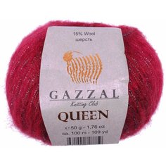 Пряжа Gazzal Queen вишневый (7219), 15%шерсть/35%полиэстер/15%металлик/35%акрил, 100м, 50г, 5шт