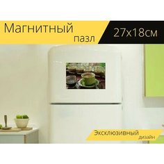 Магнитный пазл "Кофе, чернить, кофейные зерна" на холодильник 27 x 18 см. Lots Prints