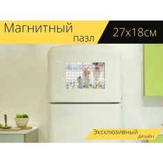 Магнитный пазл "Пасхальный, кролик, конфеты" на холодильник 27 x 18 см. Lots Prints