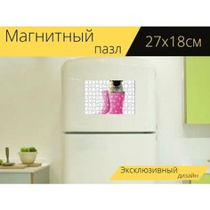 Магнитный пазл "Веселая, мопс, собака" на холодильник 27 x 18 см. Lots Prints