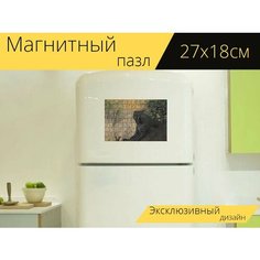 Магнитный пазл "Африканские кошки, леопард, дикий" на холодильник 27 x 18 см. Lots Prints