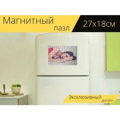 Магнитный пазл "Девочка, женщины, женский пол" на холодильник 27 x 18 см. Lots Prints