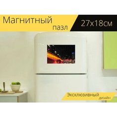 Магнитный пазл "Башня эврика, мост, брисбен" на холодильник 27 x 18 см. Lots Prints