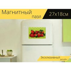 Магнитный пазл "Клубника, фрукты, закрывать" на холодильник 27 x 18 см. Lots Prints