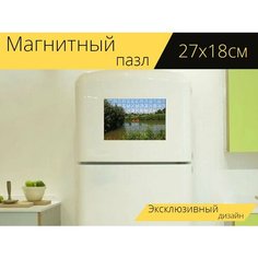 Магнитный пазл "Лингв, река, каноэ" на холодильник 27 x 18 см. Lots Prints