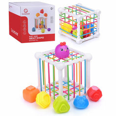 Сортер тактильный "Гусеница" с развивающими фигурками, в коробке КНР