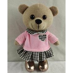 Мягкая игрушка Knitted. Мишка вязаный девочка в розовом джемпере 22см - Abtoys [M4864]
