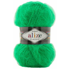 Пряжа Alize Mohair Classic зелёный (455), 24%шерсть/25%мохер/51%акрил, 200м, 100г, 3шт