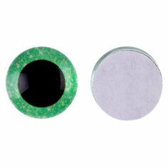Глаза на клеевой основе, набор 10 шт, размер 1 шт. — 16 мм, цвет зелёный с блёстками ТероПром