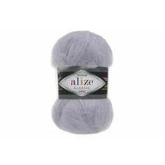 Пряжа Alize Mohair Classic светло-серый (52), 24%шерсть/25%мохер/51%акрил, 200м, 100г, 2шт
