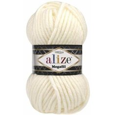 Пряжа Alize Superlana Megafil молочный (62), 25%шерсть/75%акрил, 55м, 00г, 3шт