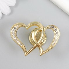 Ручка для шкатулки металл "Два сердца" стразы, золото 3,8х5,4х2,4 см Россия