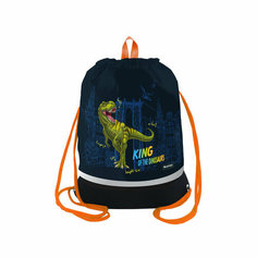 Мешок для обуви 1 отделение Berlingo «T-Rex style», 400×480мм, расширяющееся дно, светоотражающая лента, карман на молнии