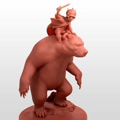 Dnd миниатюры / Герой / Мальчик на медведе / Медведь / Hero / игровая фигурка для раскрашивания / высота 70мм, база 52мм Portal Goblin Studio