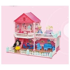 Кукольный домик с куклой. Двухэтажный домик для кукол. Игровой набор "Dream House" three in one (3 в 1). 105 деталей. В собранном виде: 50х42х34 см Moya Motya