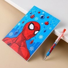 Канцелярский набор "С новым годом", блокнот А5, ручка, наклейки, Человек-Паук Marvel