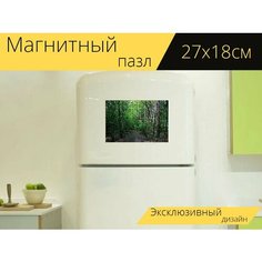 Магнитный пазл "Лес, лесная дорога, дорожка" на холодильник 27 x 18 см. Lots Prints