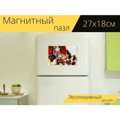 Магнитный пазл "Украшения, ангел, звезды" на холодильник 27 x 18 см. Lots Prints
