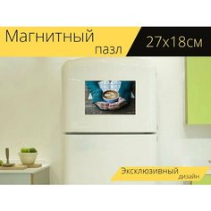 Магнитный пазл "Кофе, кофеин, напиток" на холодильник 27 x 18 см. Lots Prints