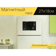 Магнитный пазл "Женщина, мода, улица" на холодильник 27 x 18 см. Lots Prints