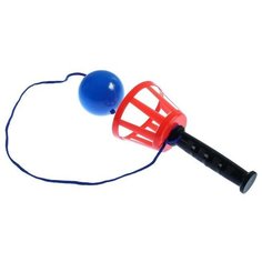 Игра "Поймай мяч", корзинка d=10.5 + мячик d=7.5 см, на шнурке, микс Noname