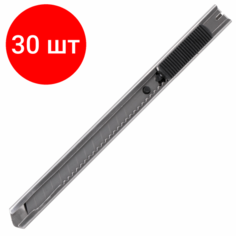 Комплект 30 шт, Нож канцелярский 9 мм STAFF "Manager", усиленный, металлический корпус, автофиксатор, клип, 237081