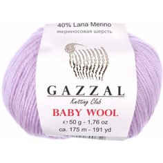 Пряжа Gazzal Baby Wool светло-сиреневый (823), 40%шерсть мериноса/20%кашемирПА/40%акрил, 175м, 50г, 3шт