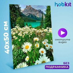 Алмазная мозаика HOBKIT "Озеро с ромашками 40х50 " 50х40 размер холста,