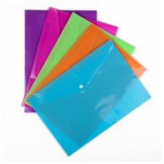 Папка-конверт на кнопке, А4, 180 мкр, рефлённая, микс, 12 штук Calligrata