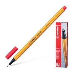 Ручка капиллярная (линер) STABILO "Point 88", неоновая красная, корпус оранжевый, линия письма 0.4 мм, 88/040