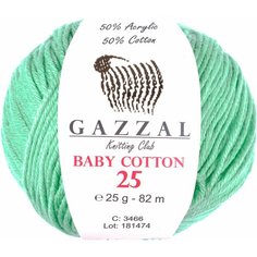 Пряжа Gazzal Baby Cotton 25 салатовый (3466), 50%хлопок/50%акрил, 82м, 25г, 5шт