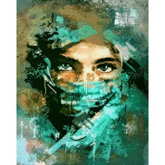 Алмазная мозаика восточная девушка 40x50, квадратные стразы попарт, лицо, глаз, губы, пустыня, сафари, африка, абстракция, яркая Kakadu