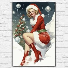 Картина по номерам на холсте новый год рождество (год дракона, девушка, пин-ап, эстетика) - 12754 40х60 Бруталити