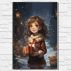 Картина по номерам на холсте новый год рождеством (зима, девочка, елка, эстетика) - 12802 40х60 Бруталити