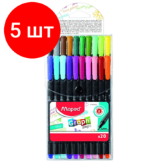 Комплект 5 наб, Линер Maped GRAPH PEPS 0.4мм трехгранный корпус,20цв/наб,749151