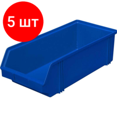 Комплект 5 штук, Лоток для склада 500 х 230 х 150 синий(7964), сплошной Noname