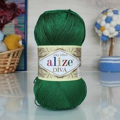 Пряжа ALIZE DIVA, тём. изумруд - 20, 100% микрофибра акрил, 5 мотков, 100 г, 350 м.