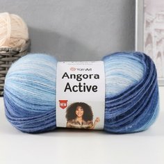 Пряжа "Angora Active" 25% мохер, 75% акрил 500м/100гр (842 син-гол-бел) нет бренда