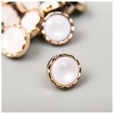 Пуговицы пластик для творчества на ножке "Перламутровая в оправе" набор 15 шт 1,15х1,15 см Арт Узор