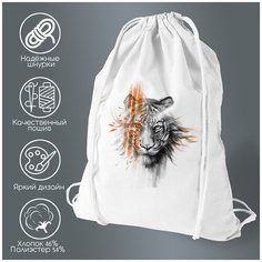 Сумка для обуви CoolPodarok Животные Тигр с оранжевыми поласами