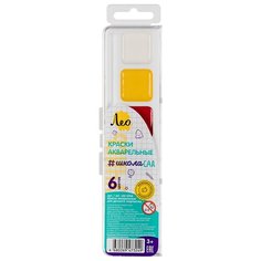 Лео Краски акварельные Учись ШколаСад (LW-0106), 6 цв., ассорти
