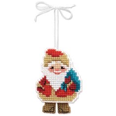 Риолис Набор для вышивания новогодняя игрушка Дедушка Мороз 6,5 х 8 см (1538АС) разноцветный